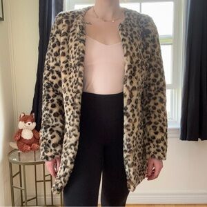 Vintage Style Leopard Faux Fur Jacket